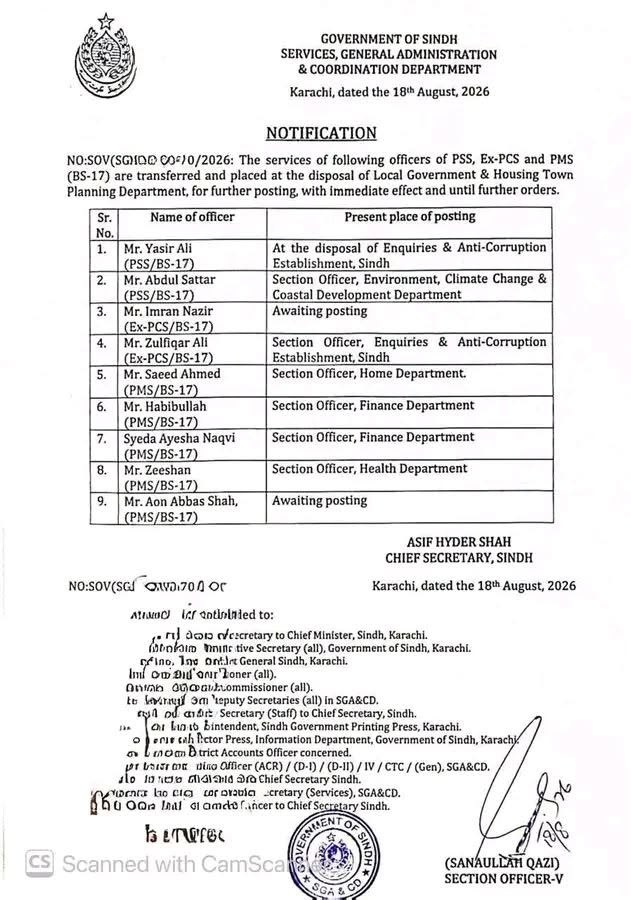 General Administration Coordination Sindh